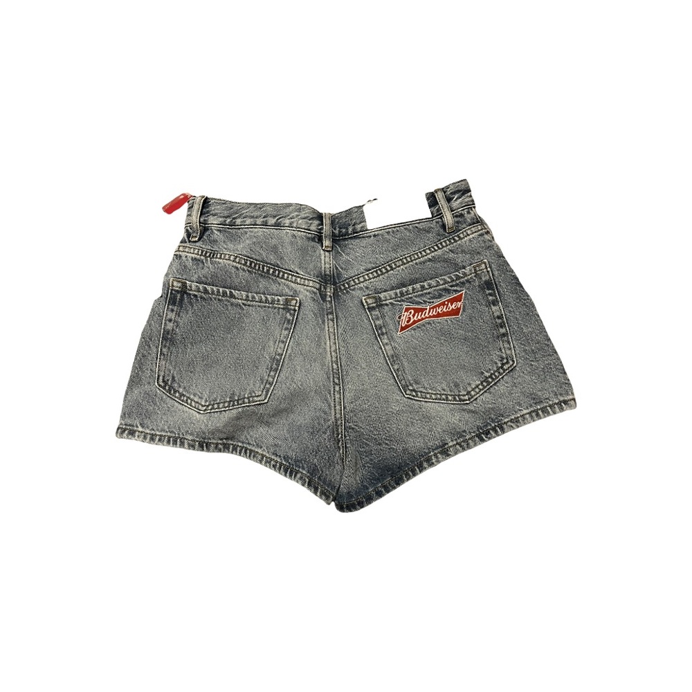 Blue denim woman Budweiser king of beer shorts
